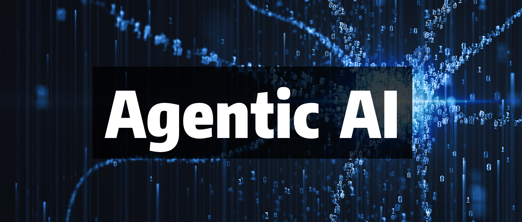 Agentic AI text over image of computer code